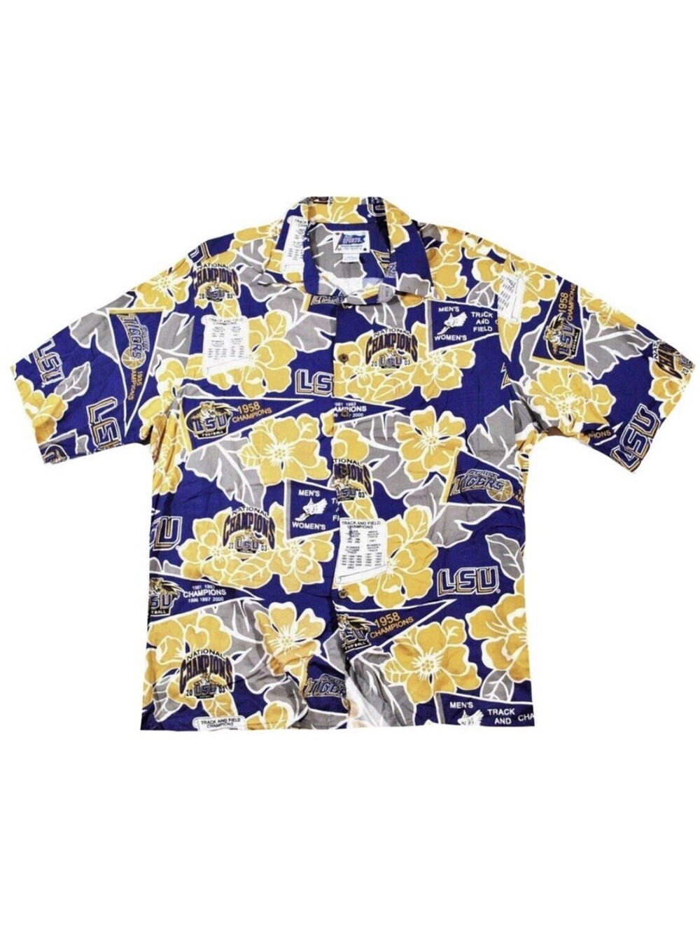 Vintage LSU Tigers Reyn Spooner Hawaiian All Over Button Shirt Size X-Large